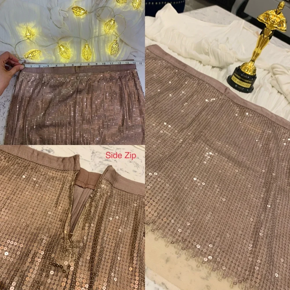 🇫🇷 PROMOD Glamorous High-Waist Stretchable Sequins Skirt - Picture 3 of 11